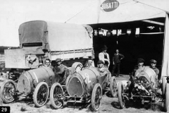 29. Type 13 Coupe des Voiturettes. Le Mans 29 August 1920. (255.01 miles). Bugatti team. E.B., rear centre, winner Ernst Friderich on right