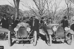 107. 16 Valve Falcon Hillclimb, Nr. Nice 11 January 1925 . Left: Type 30 of Louis Chiron (1st overall) - Right: Brescia of Rene Drefus (1st Category tourers). Ernst Friderich stands between.